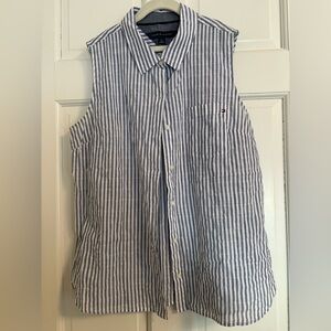 Sleeveless Striped Tommy Hilfiger striped button down top